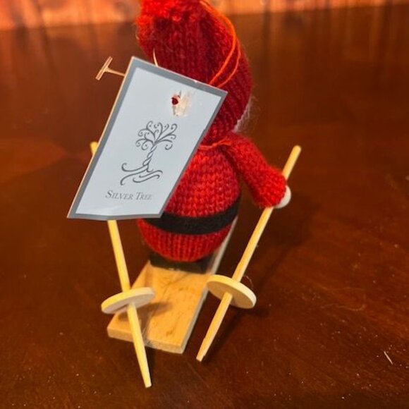 Knitted Skiing Santa Claus christmas ornament By Silver Tree - Picture 4 of 8